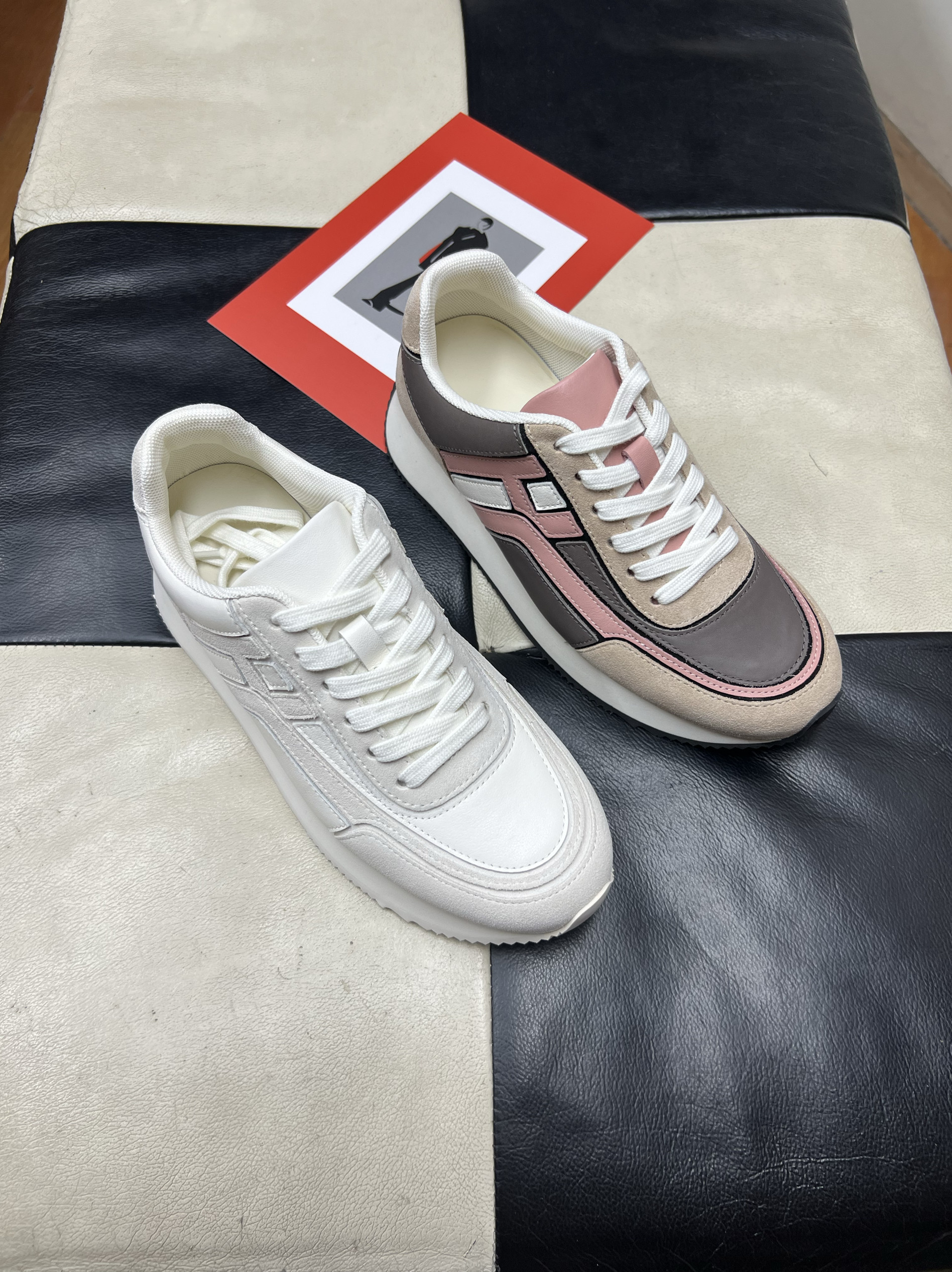 大厂高品 2.5cm跟台版新款牛皮面 网布里 舒适防滑运动休闲波鞋女
