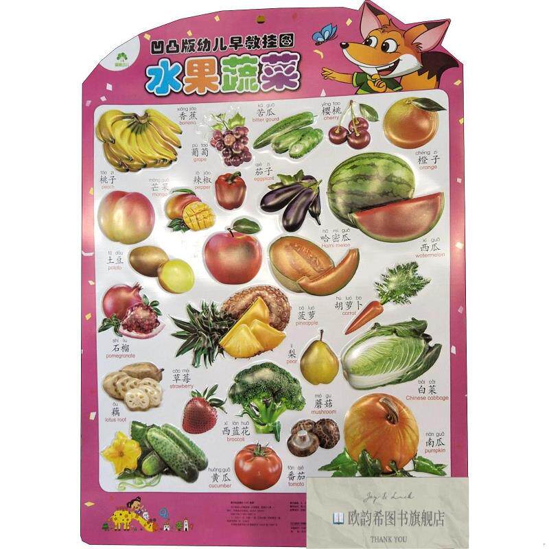 全新正版凹凸版幼儿早教挂图 水果蔬菜 爱德少儿 著新华文轩网络