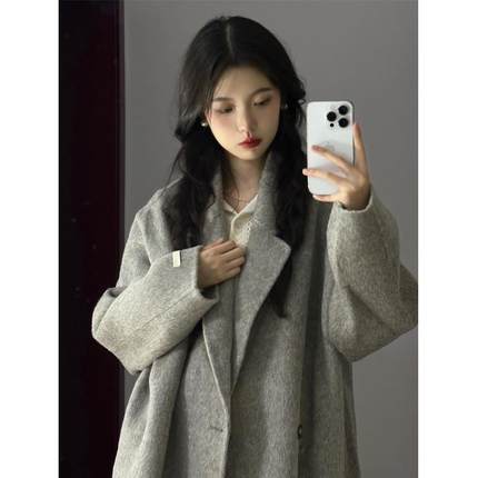 双面羊绒呢子大衣女2024秋冬季新款毛呢外套高级感小个子加厚羊毛