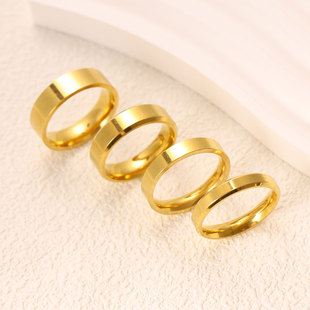 古法传承素圈金戒指男女小众时尚个性钛钢食指环网红同款百搭简约