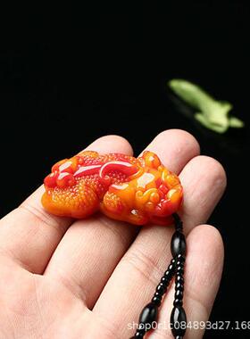 新疆戈壁金丝玉外蒙料貔貅吊坠黄龙玉招财皮休挂件鸡血玉飘花玉坠