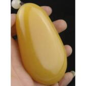 天然米黄籽玉原石头手把件阿富汗缠丝青白玉黄龙裸石收藏送男礼物