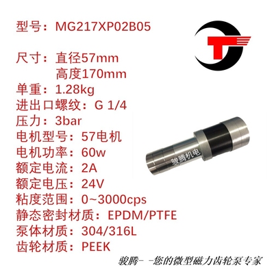MG217XP02B05水泵磁力齿轮泵计量泵0泄露耐酸碱腐不锈钢无脉冲