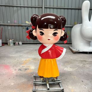 中国风雕塑厂家民族卡通人物公仔公园景区商场玻璃钢雕塑摆件定制