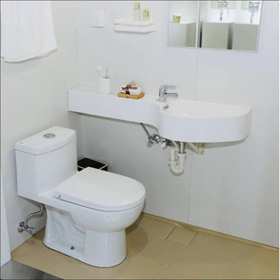 T16863U6浴室一体式 型洗漱盆窄边台墙小型挂户式 洗 水滴形面盆日式