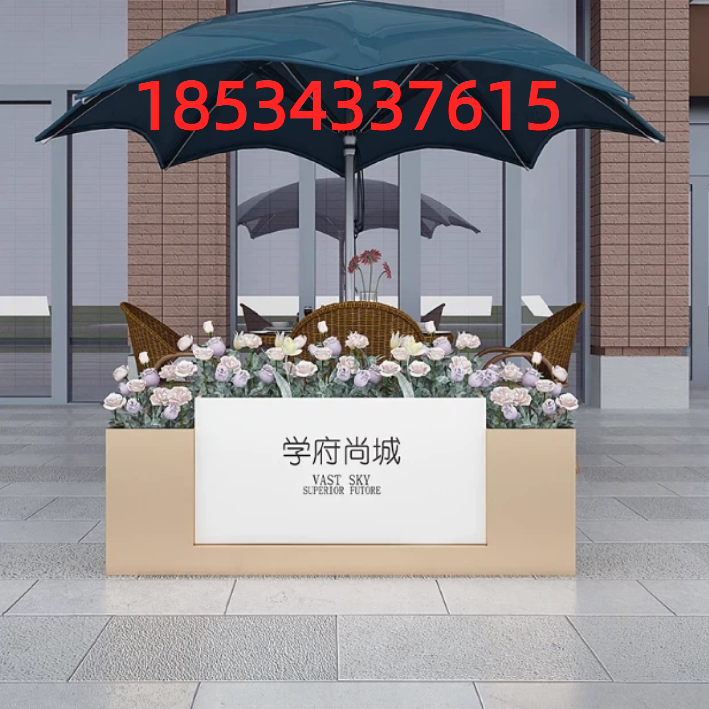 厂家直销市政移动不锈钢花箱广场围栏户外花钵露台景观花槽隔断