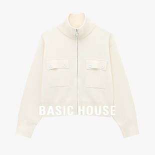 简约针织立领设计感拉链外套 百家好休闲百搭秋冬新款 Basic House