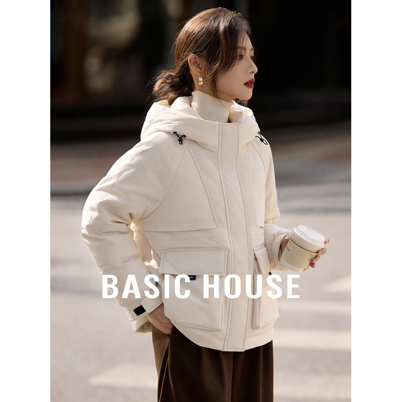 百家好白色短款羽绒服女士2025冬季新款外套连帽保暖面包宽松上衣,女装/女士精品,羽绒服,淘宝优惠券,粉丝福利购,淘宝优惠卷