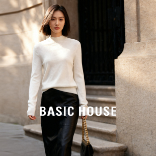 简约百搭休闲针织衫 Basic 显瘦半高领秋冬新款 百家好修身 女 House