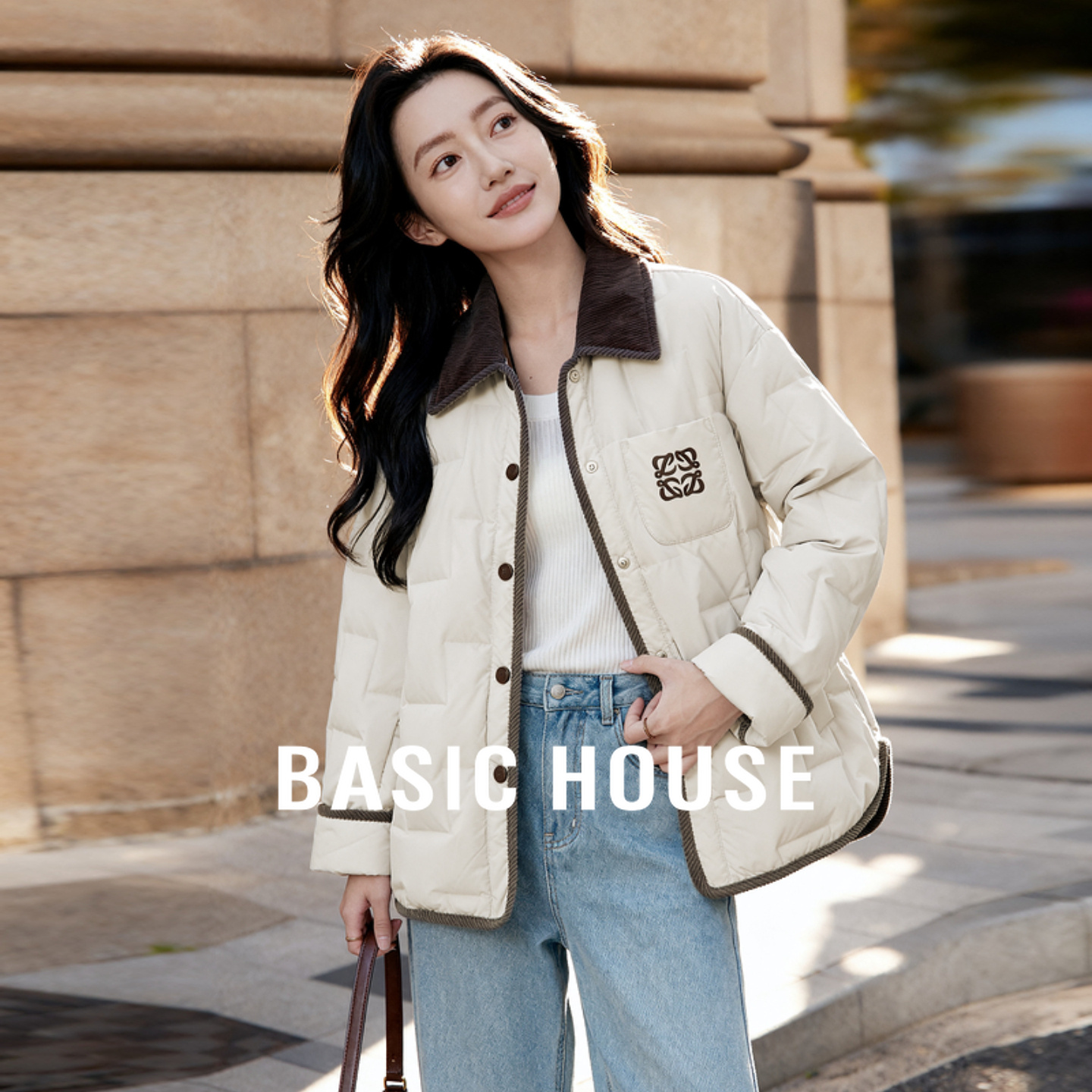 【白鹅绒】Basic House/百家好设计感轻量羽绒服女外套2025冬新款