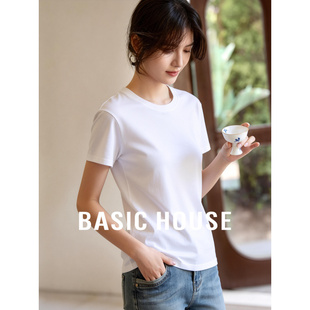 宽松休闲基础正肩短袖 Basic 新款 百家好白色T恤女夏季 上衣 House