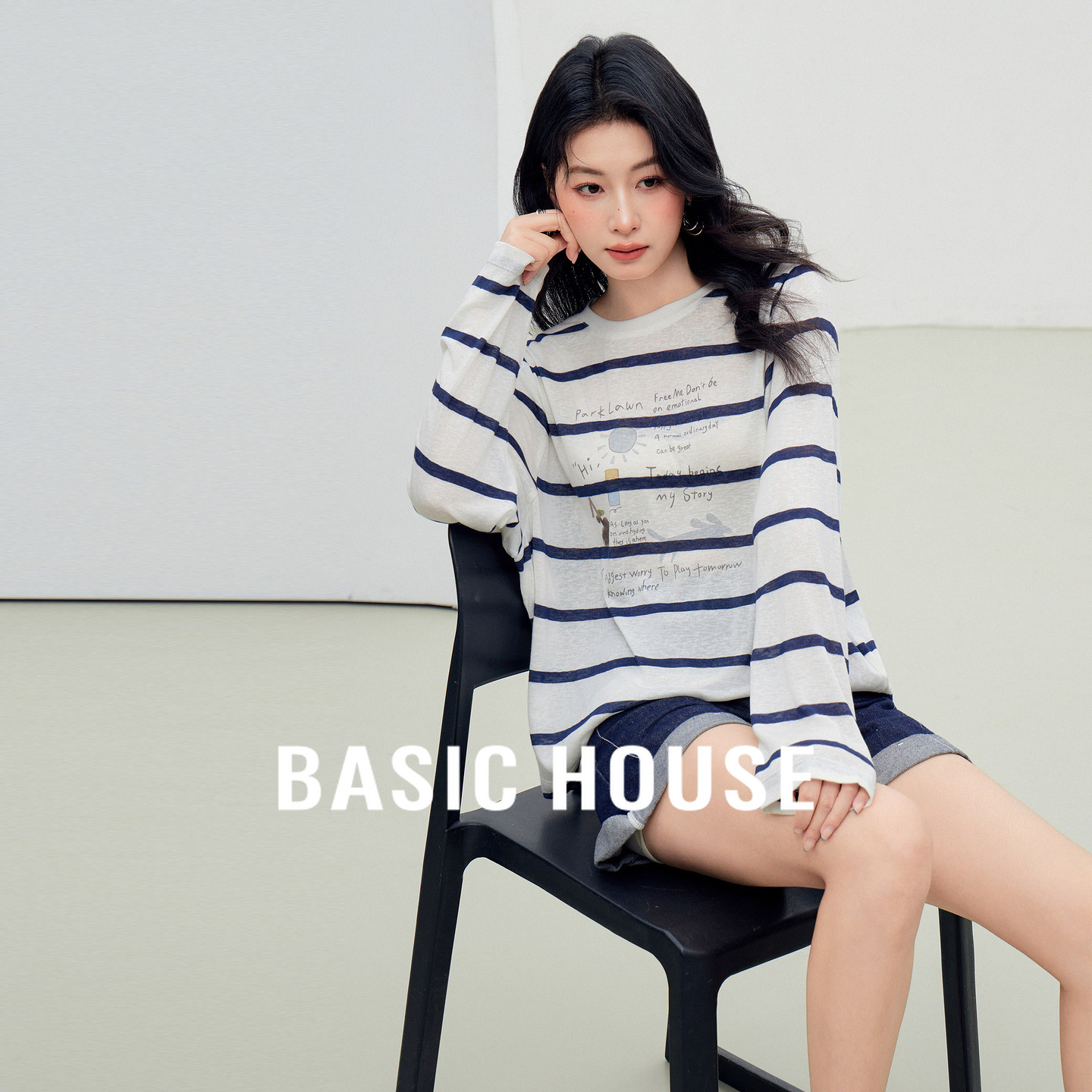 Basic House/百家好美式航海系条纹撞色字母设计感夏季新款T恤女,女装/女士精品,T恤,淘宝优惠券,粉丝福利购,淘宝优惠卷