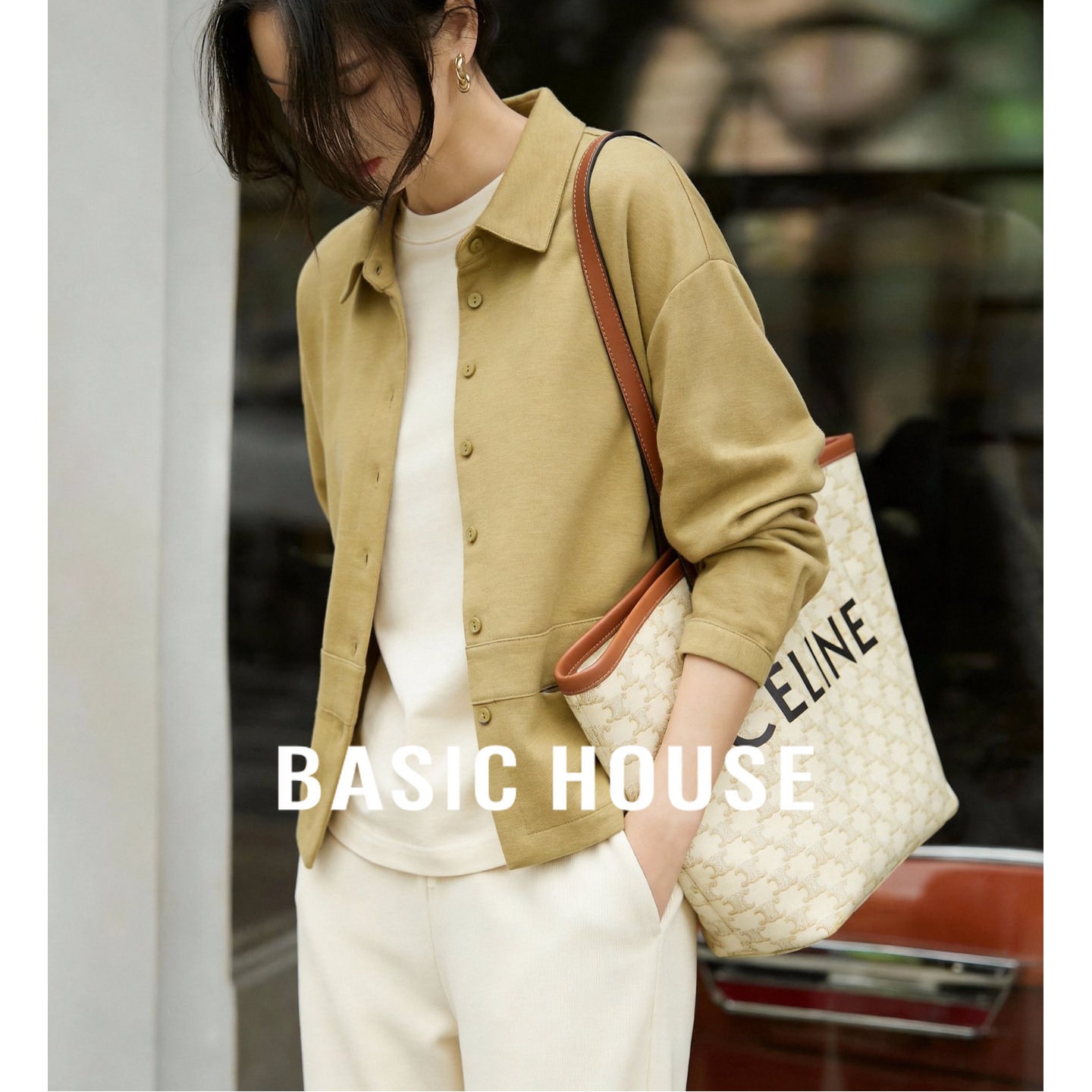 百家好纯色翻领宽松开衫外套春季新款女士休闲长袖单排扣衬衫上衣