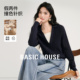 内搭长袖 Basic 假两件上衣 女春季 新款 House 百家好撞色V领针织衫