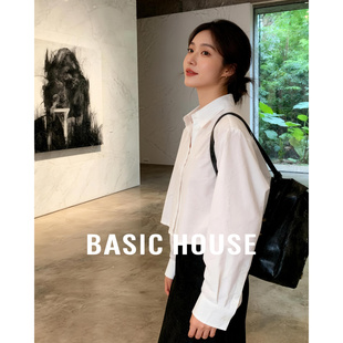 衬衫 百家好短款 女2026春翻领简约设计感休闲百搭上衣 House Basic