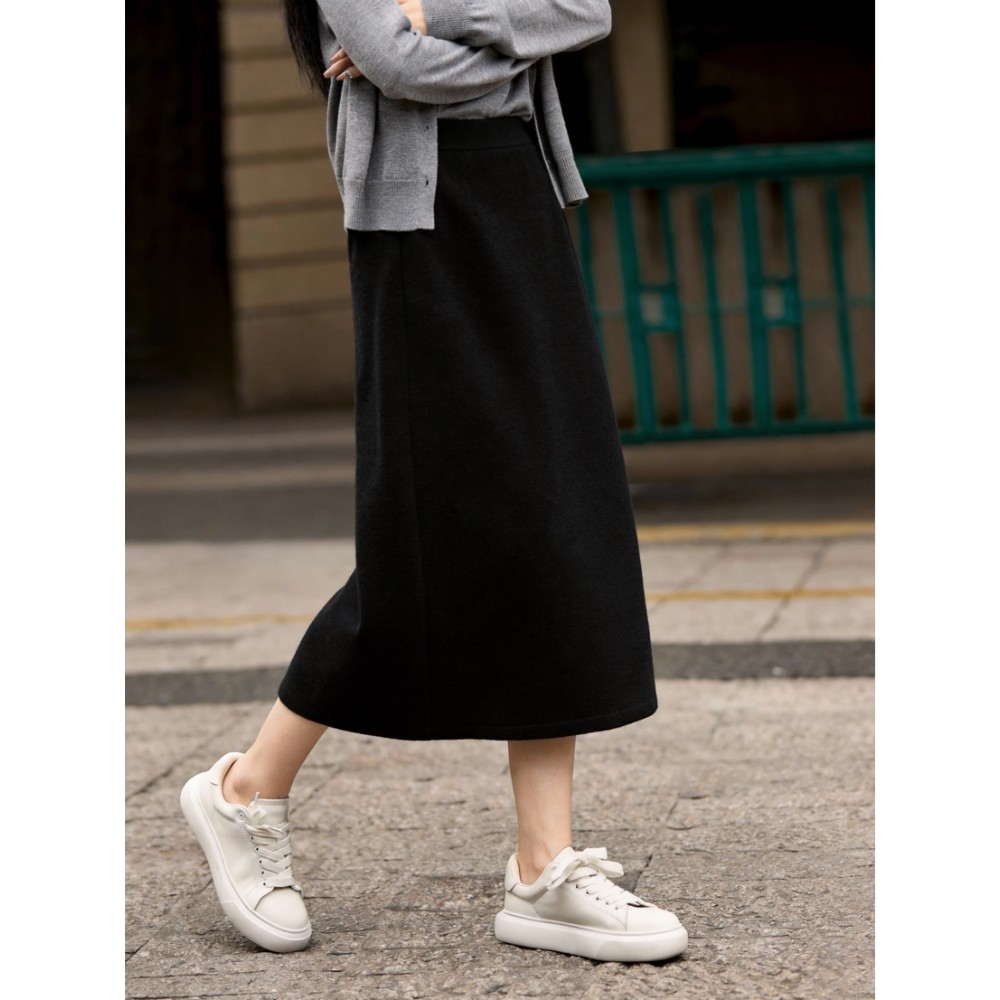 百家好纯色绵羊毛气质半身裙女士春季2026新款收腰高级感半身长裙,女装/女士精品,半身裙,淘宝优惠券,粉丝福利购,淘宝优惠卷