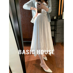 House 设计中长款 百家好白色蕾丝半身裙女夏季 时尚 裙子 新款 Basic