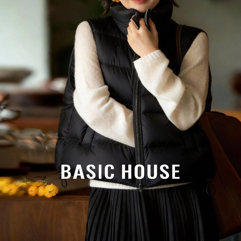 百家好外穿立领羽绒马甲2025冬季新款百搭女士羽绒背心坎肩短外套