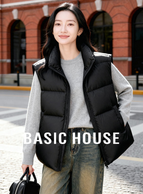 百家好立领羽绒马甲女冬季2026新款外套90白鸭绒保暖外穿无袖上衣
