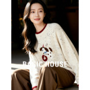 Basic 百家好撞色点彩纱毛衣女2025冬圆领宽松加厚针织上衣 House