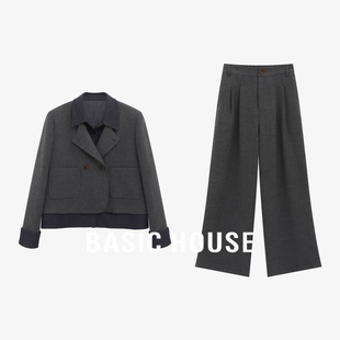 高级感西装 百家好25冬季 套装 女短款 二件套 Basic 外套阔腿裤 House