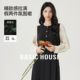 百家好赫本风蕾丝领口拼接泡泡袖 Basic House 2025秋冬优雅连衣裙