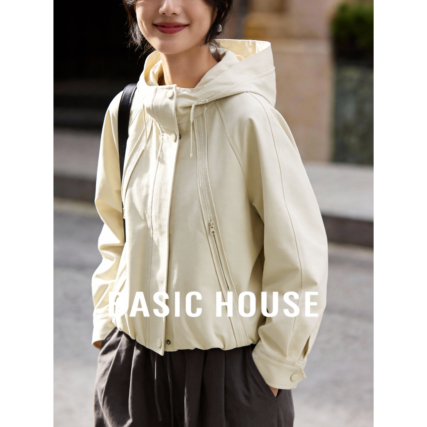 百家好韩系休闲连帽短外套女春季2026新款风衣小个子显瘦工装上衣,女装/女士精品,短外套,淘宝优惠券,粉丝福利购,淘宝优惠卷