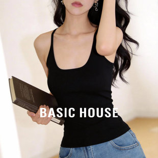 百家好工字背吊带背心春季新款修身显瘦坑条设计内搭外穿打底衫女