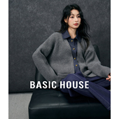 牛仔拼接外套 上衣翻领针织开衫 百家好假两件毛衣女秋冬季 2025新款