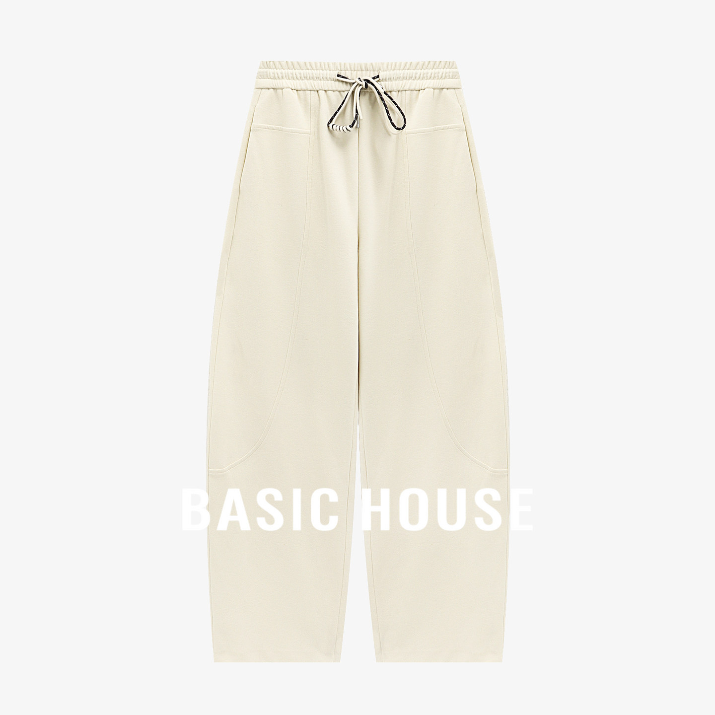 Basic House/百家好休闲松紧抽绳设计秋冬新款百搭宽松阔腿长裤女,女装/女士精品,休闲裤,淘宝优惠券,粉丝福利购,淘宝优惠卷