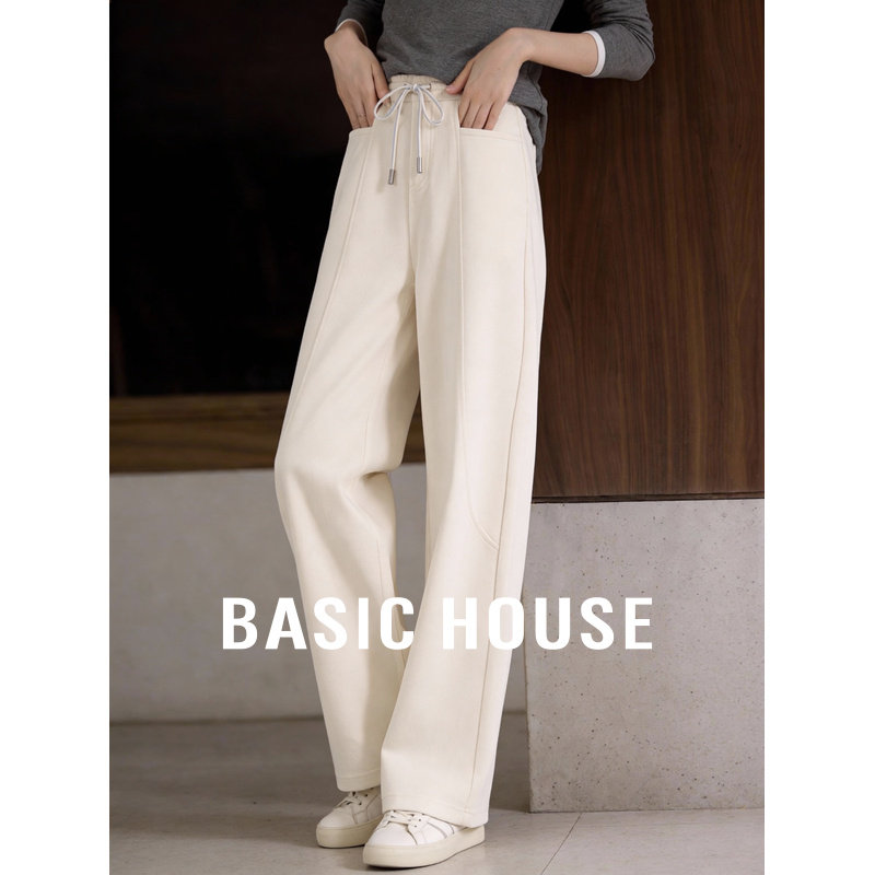 百家好高腰运动休闲裤女士春季2026新款卫裤百搭宽松抽绳阔腿裤子