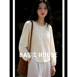 宽松显瘦气质上衣 新款 百家好温柔风假两件蕾丝拼接衬衫 女2026春季