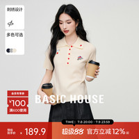 Basic House/百家好polo領(lǐng)針織衫女2025夏季瘦減齡顯瘦短款上衣