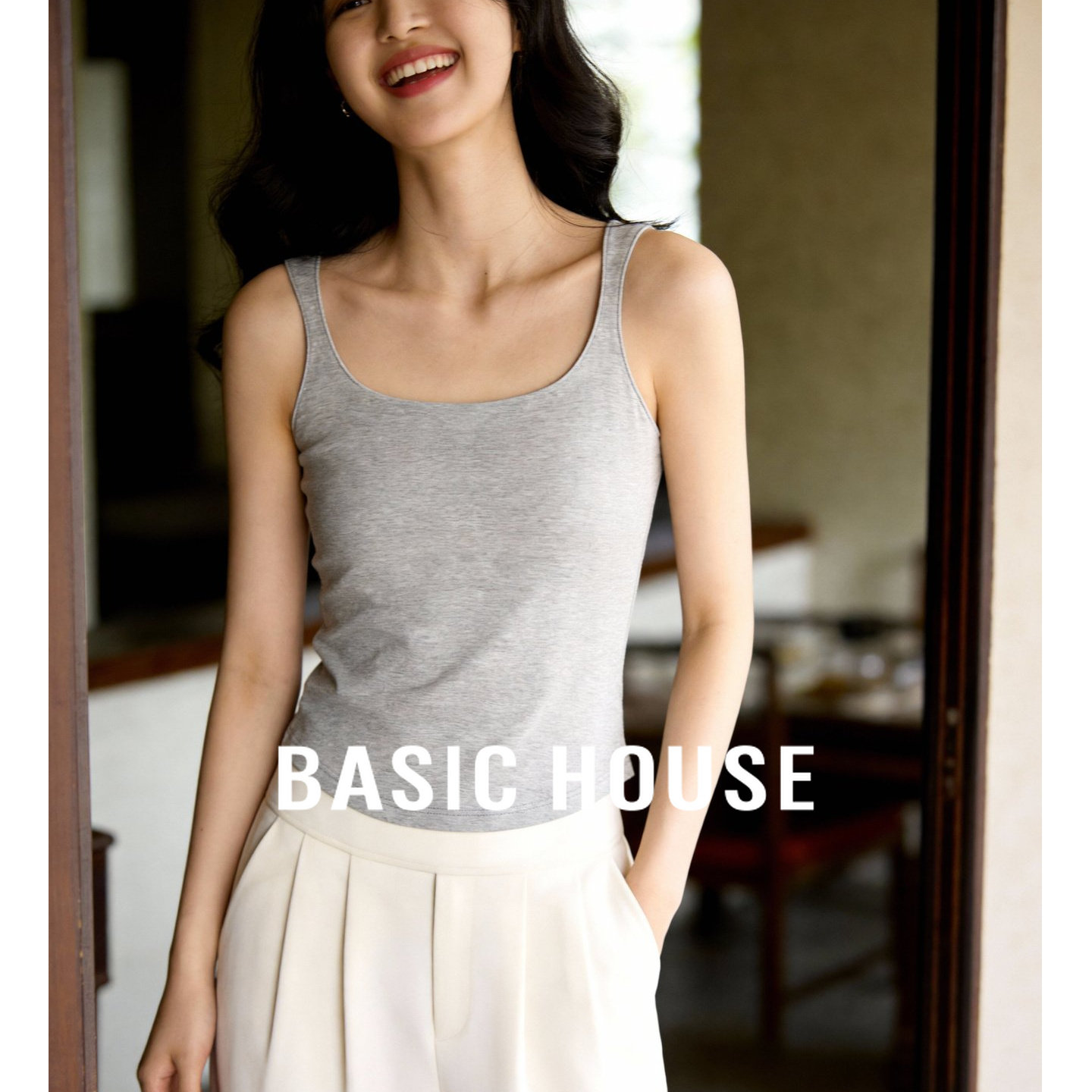 Basic House/百家好修身内搭无袖打底女士2026新款带胸垫吊带背心