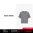 House 短袖 百家好彩扣撞色羊毛针织衫 新款 翻领正肩上衣 夏季 Basic