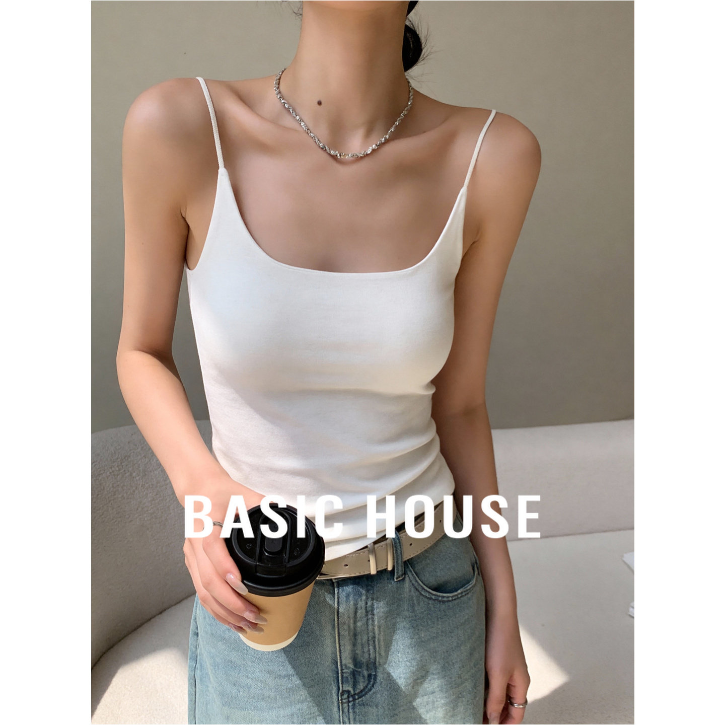 百家好莱赛尔双层透气吊带背心女春夏季新款简约内搭气质显瘦上衣