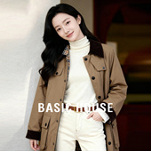 夹克棉服翻领拼接夹棉棉衣外套女士 百家好卡其色工装 Basic House