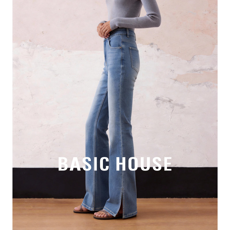 百家好浅蓝色微喇牛仔裤女士春季2026新款设计感气质显瘦百搭裤子