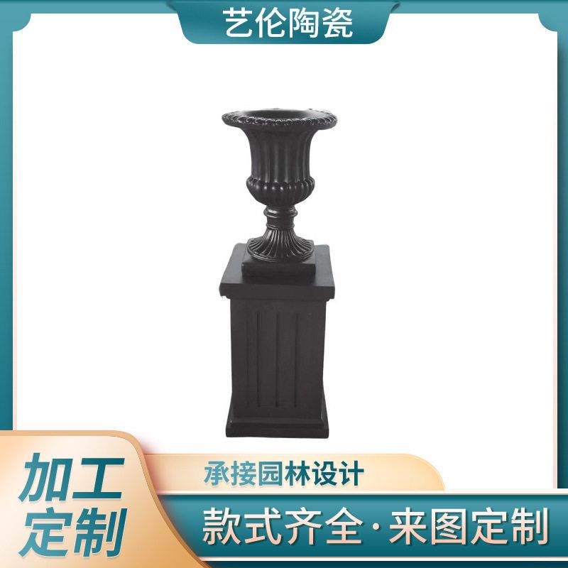定制欧式复古树脂罗马柱落地花酒店商场户外庭院花器大口径花盆