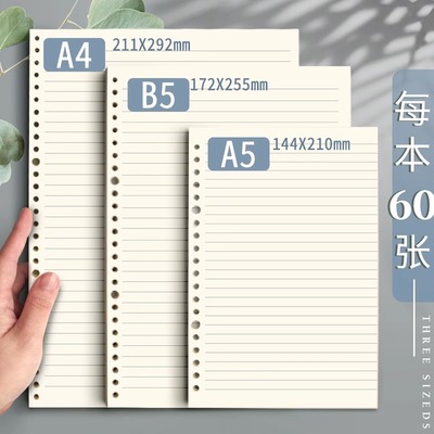 替换26孔活页纸可拆卸活页本芯B5替芯笔记本a5横线20孔网格记事本