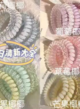 高品质电话线发圈高弹力波点发绳夏天头绳女发饰耐用无痕塑料薄荷