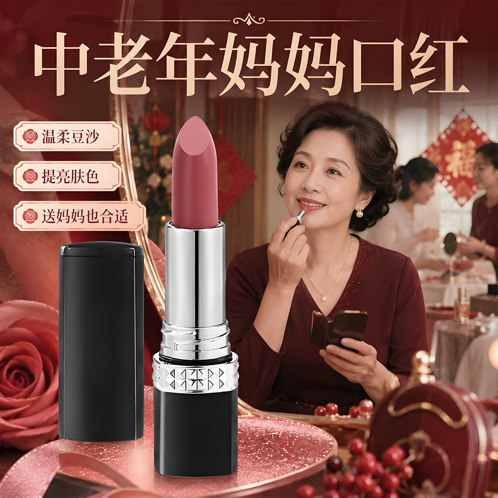 正品适合50岁中年人妈妈用的口红日常素颜黄皮肤显白深唇老年人旗