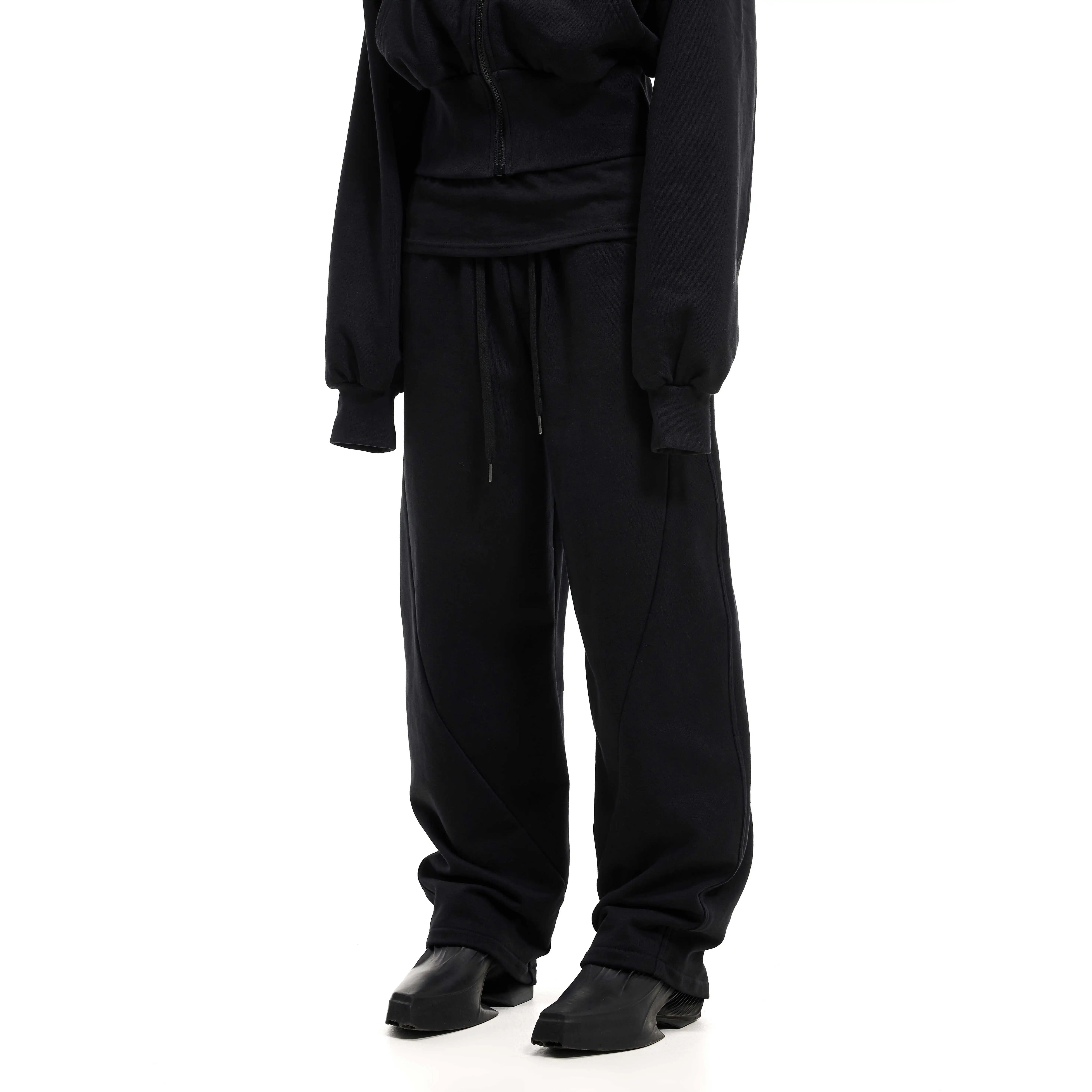 SCD crowd 24秋冬 高品质运动立体通勤百搭黑色基础纯棉弯刀卫裤