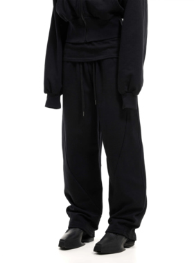 SCD crowd 24秋冬 高品质运动立体通勤百搭黑色基础纯棉弯刀卫裤