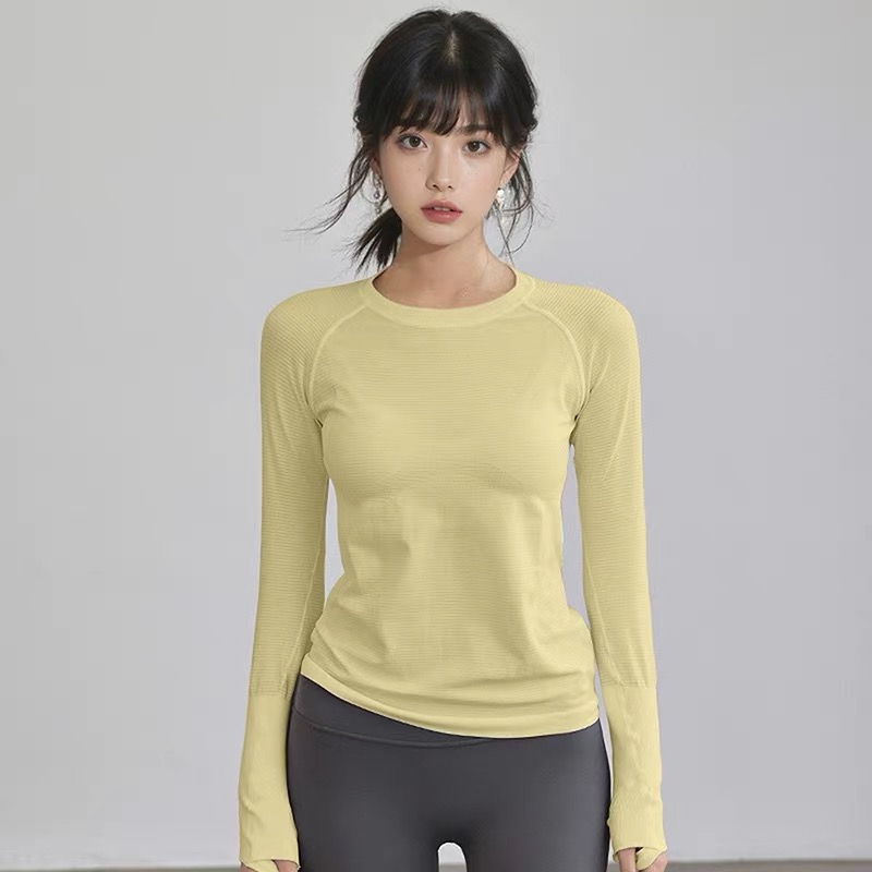 运动风速干瑜伽t恤女长袖修身