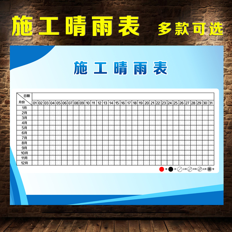 施工晴雨表公示牌海报图2018