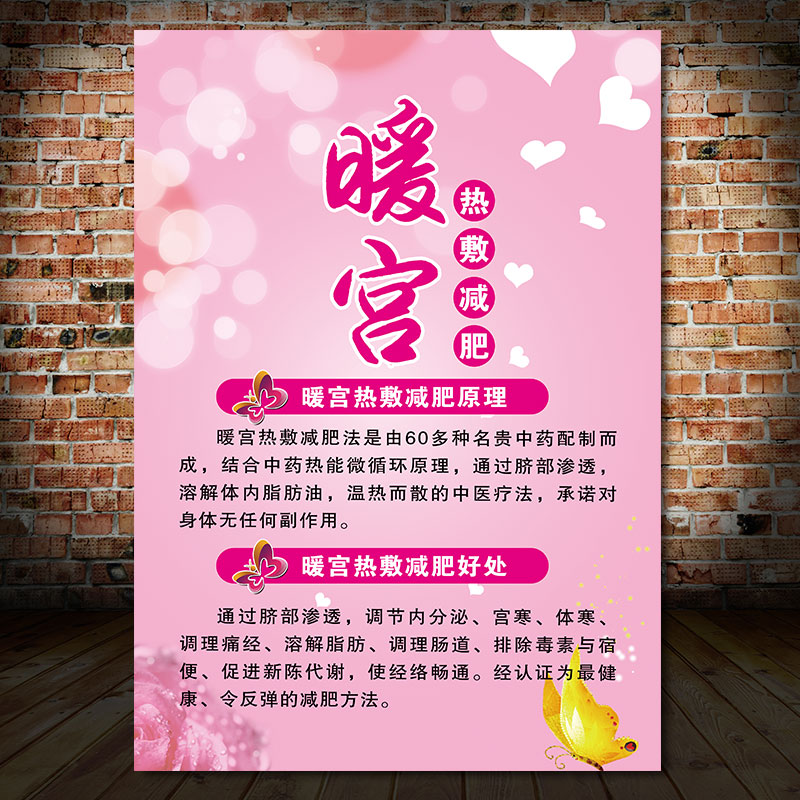 暖宫减肥宣传画中医养生馆背景墙贴挂画宣传1679