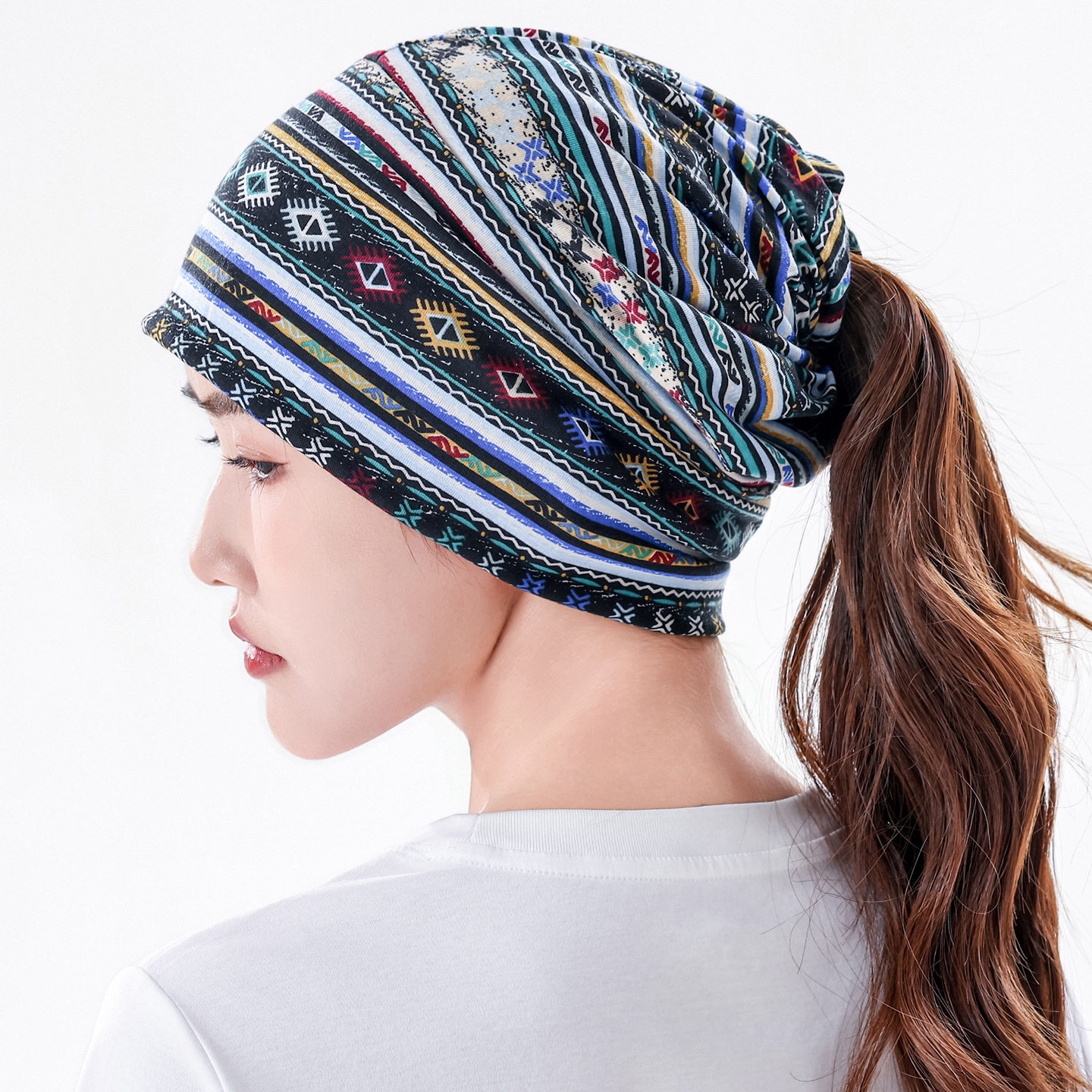 春夏天套头帽子围脖两用男女款包头帽薄款透气防晒百搭时尚头巾帽