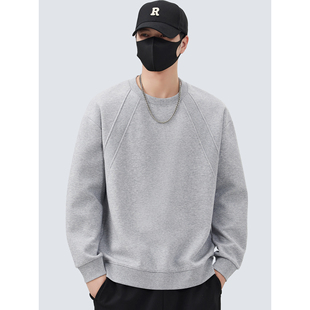 大码300斤设计感结构卫衣男秋冬季2025新款潮圆领加绒打底衫上衣