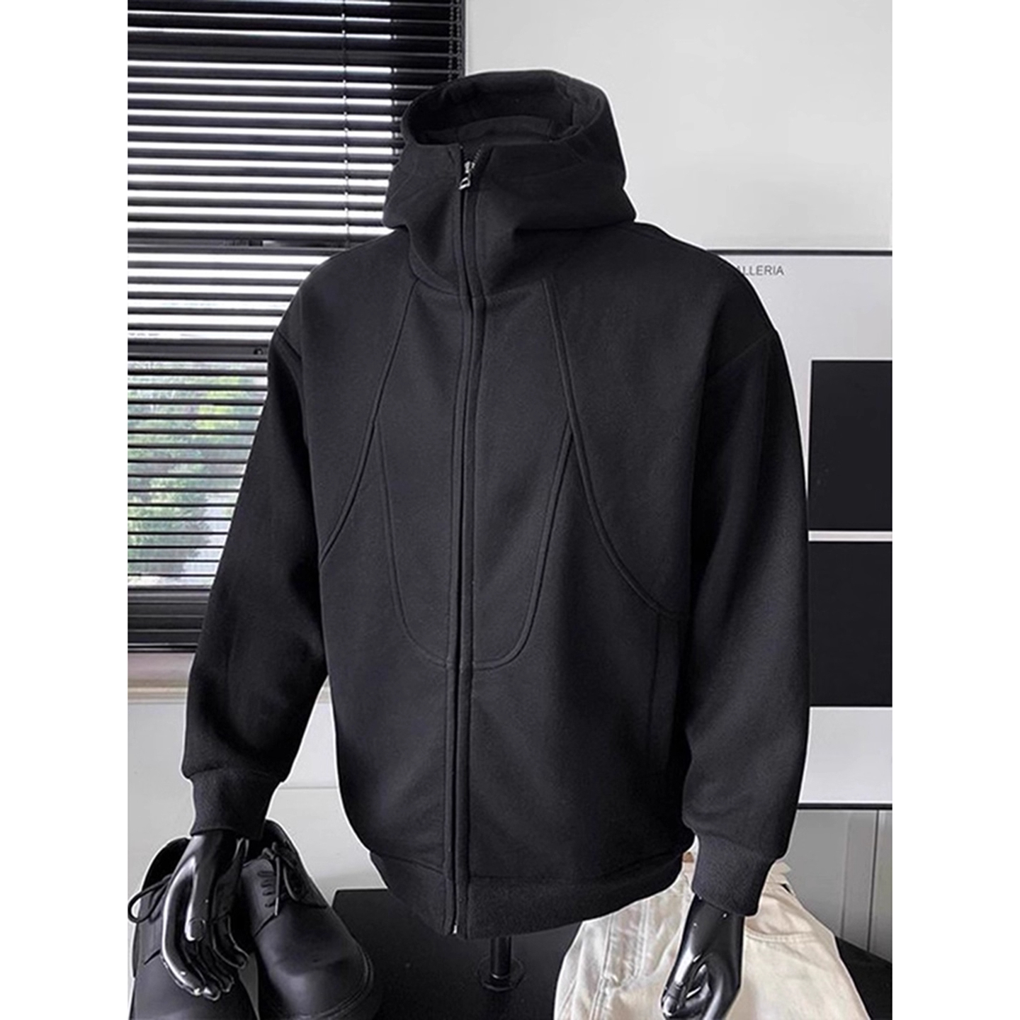 大码300斤美式复古连帽开衫卫衣